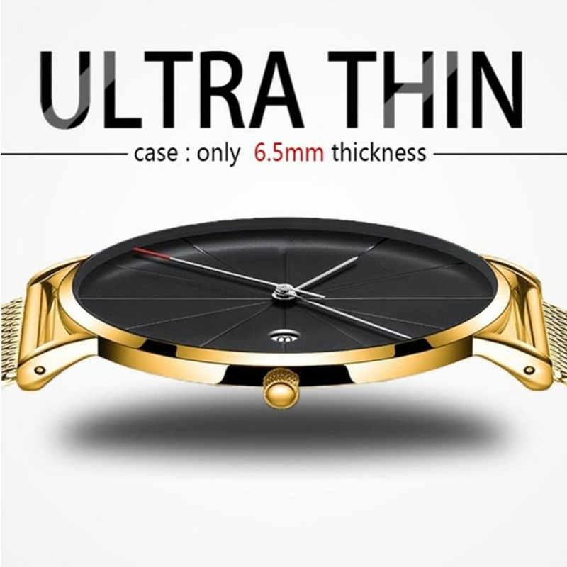 Dress Watch Ultra Thin - Relógio de pulso de quartzo de