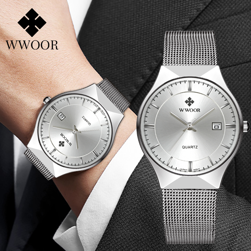 Dress Watch Ultra Thin - Wwoor-relógio de pulso de quartzo masculino,