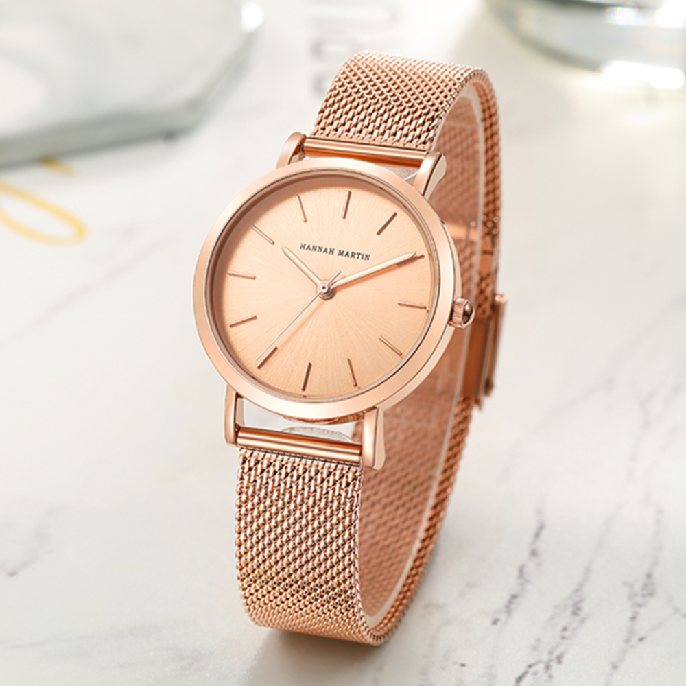 Dress Watch Ultra Thin - Relógio Completo de Ouro Rosa Feminino,