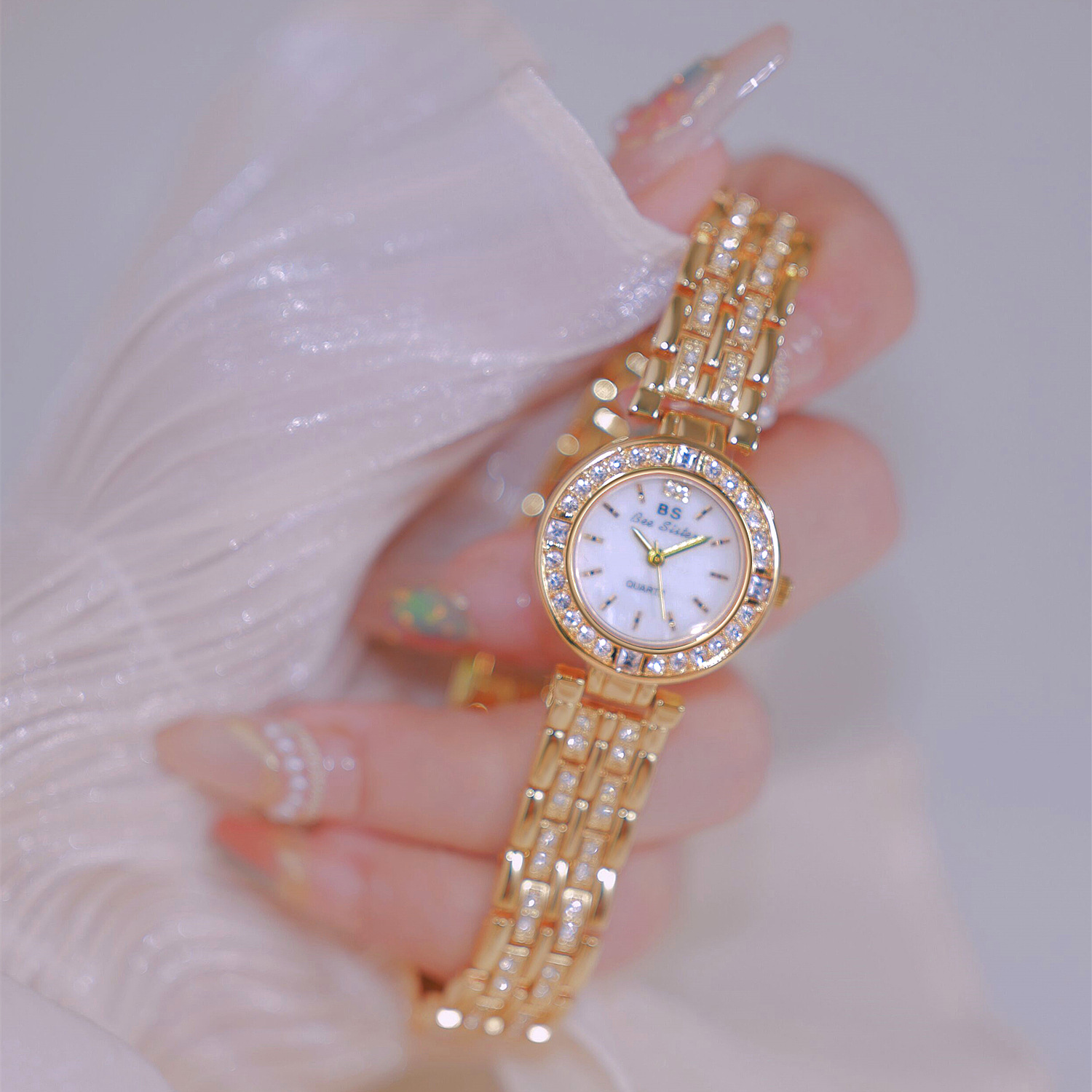 Luxury Watch Korea - Relógio feminino coreano com strass, luxuoso,