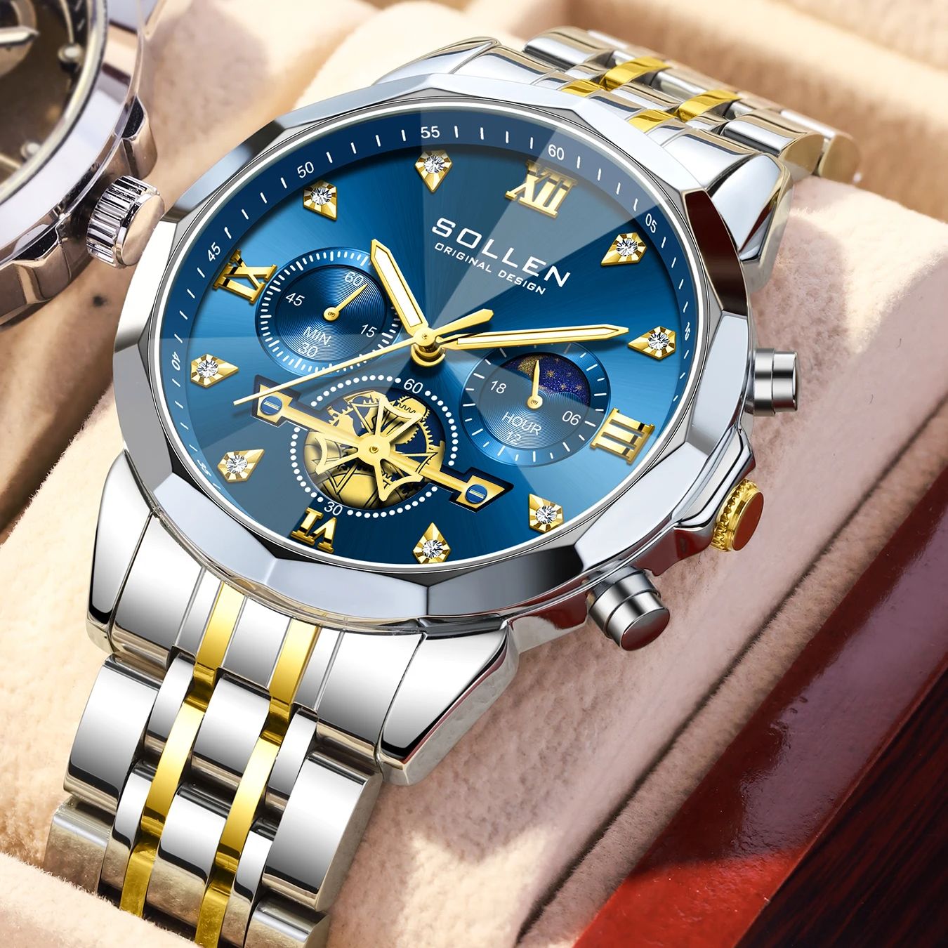 Dress Watch Ultra Thin - Relógio cronógrafo de fase da lua