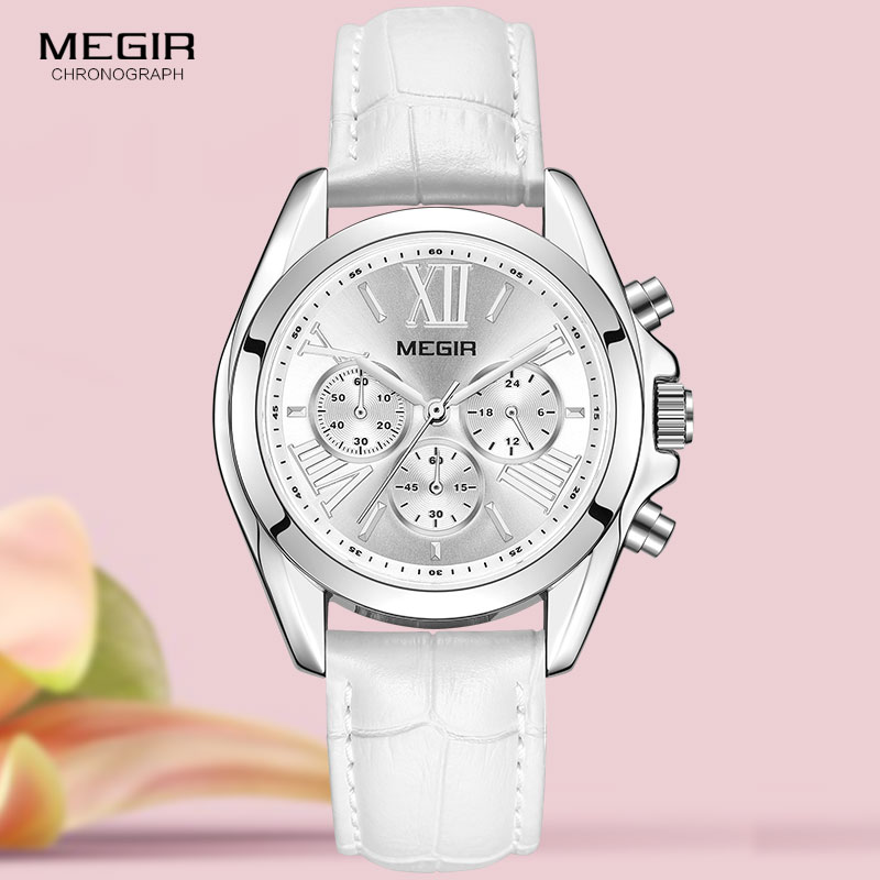Luxury Watch Brand For Women - Megir-2114 relógio de couro branco para