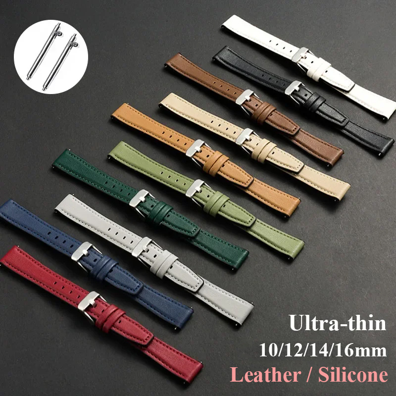 Dress Watch Ultra Thin - Pulseira de relógio de couro ultrafina,