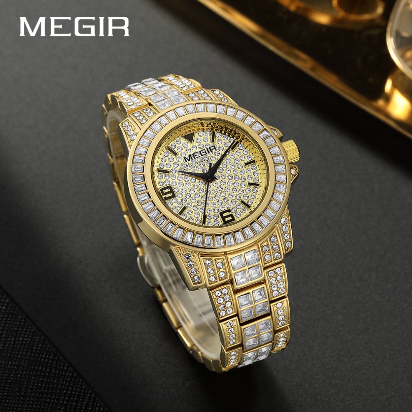 Relógios de Luxo MEGIR com Dia - Luxury Watch Diamond avaliação e preço