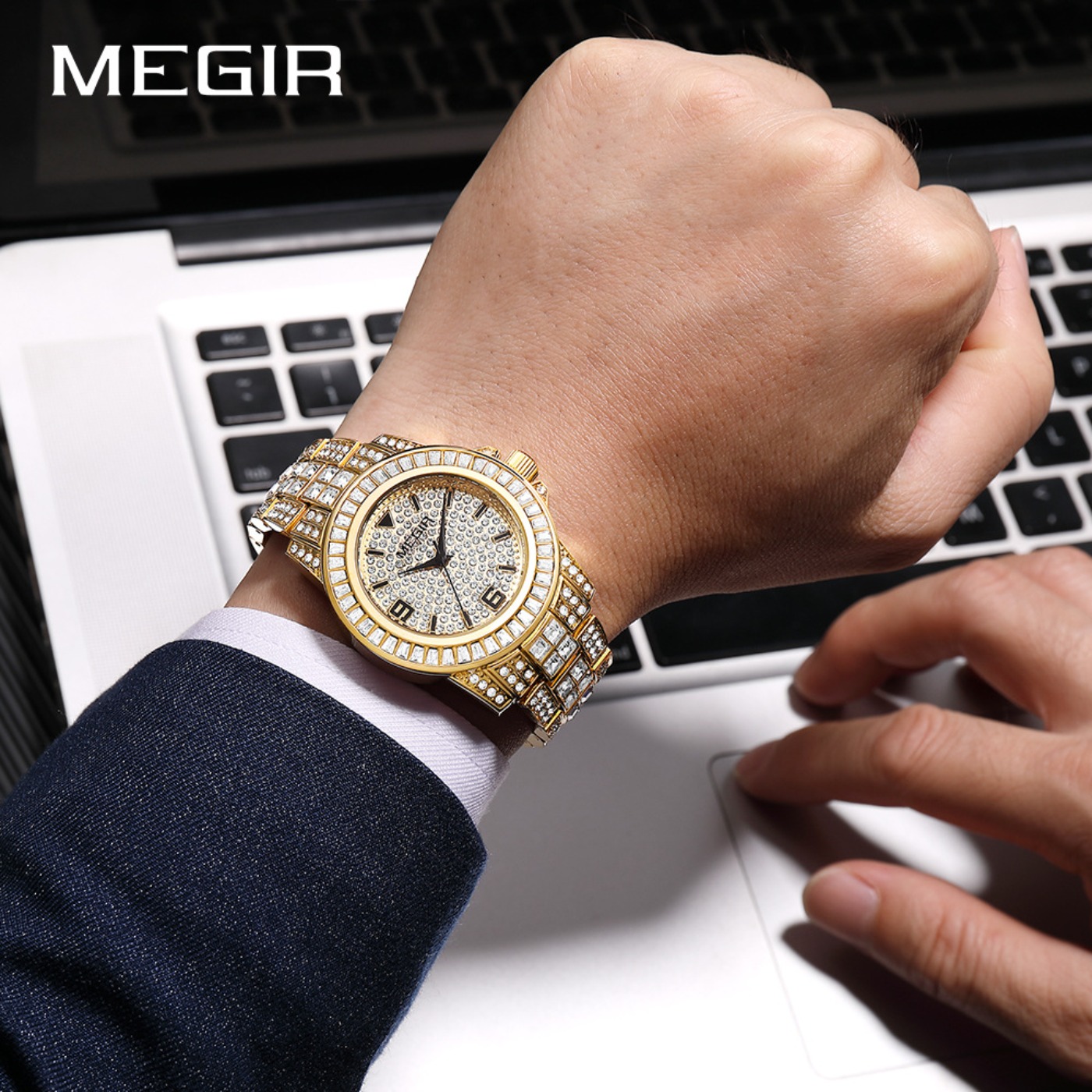 Relógios de Luxo MEGIR com Dia - Luxury Watch Diamond avaliação e preço