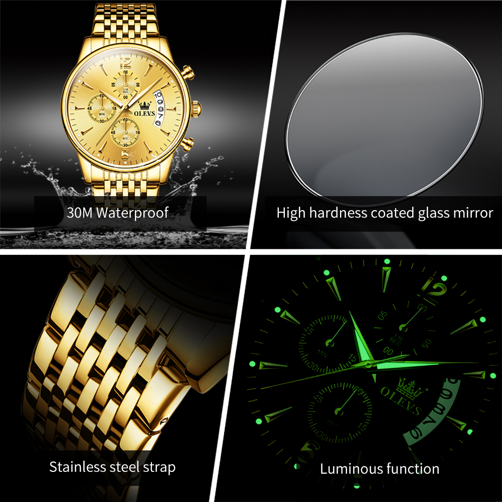 Olevs marca de luxo ouro relóg - Zen Luxury Watch avaliação e preço
